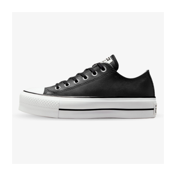 Converse All Star bajas con plataforma negras de cuero