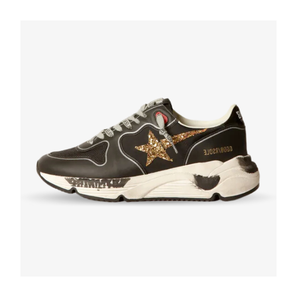 Golden Goose Running Sole Negras con Estrella de Purpurina Dorada