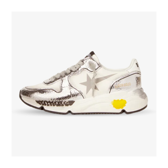 Golden Goose Running Sole Plateada y Blanca