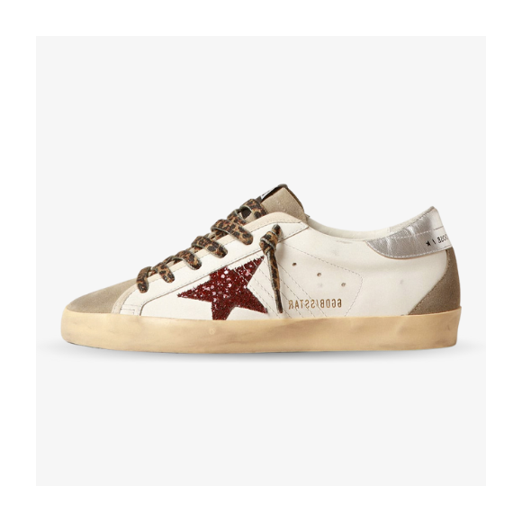 Golden Goose Superstar con Estrella con purpurina Roja