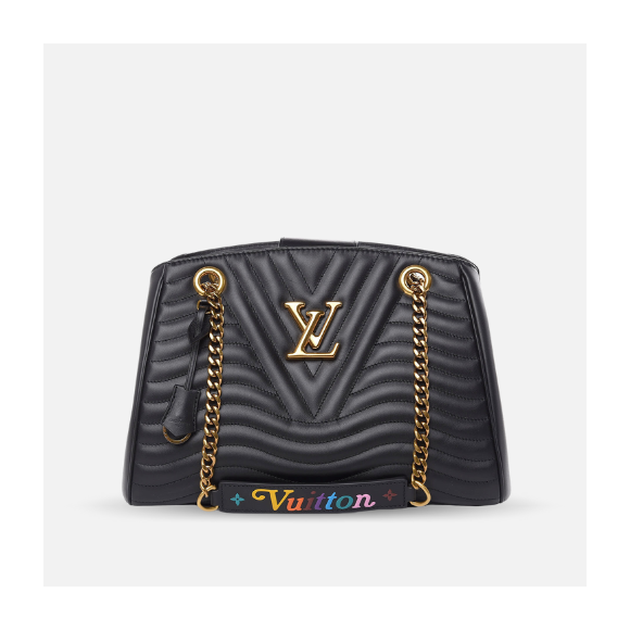 Bolso tote Louis Vuitton con cadena new wave de piel de becerro negro