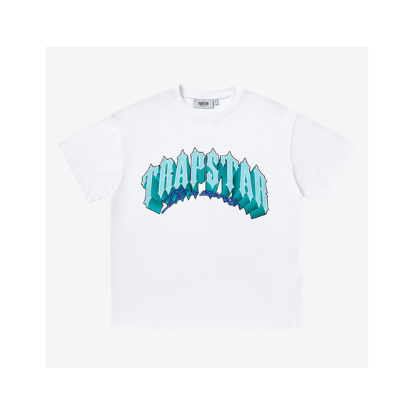 Camiseta Trapstar Blanca Grafiti Azul Claro
