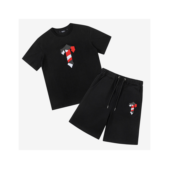 Conjunto Corto Trapstar Negro Logo en Pecho