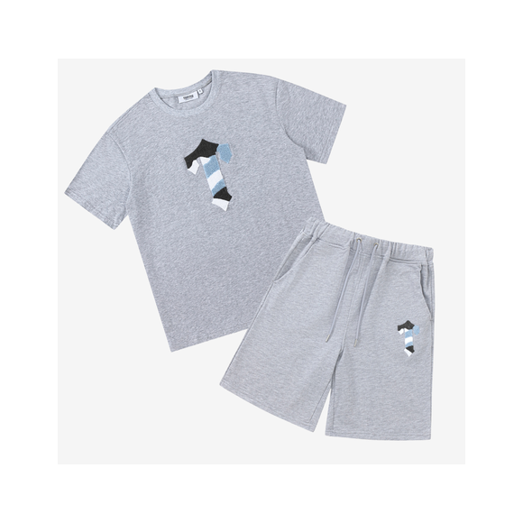 Conjunto Corto Trapstar Gris Logo en Pecho
