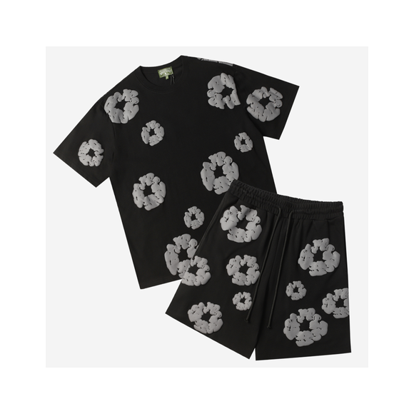 Conjunto Corto Denim Tears Negro y Gris