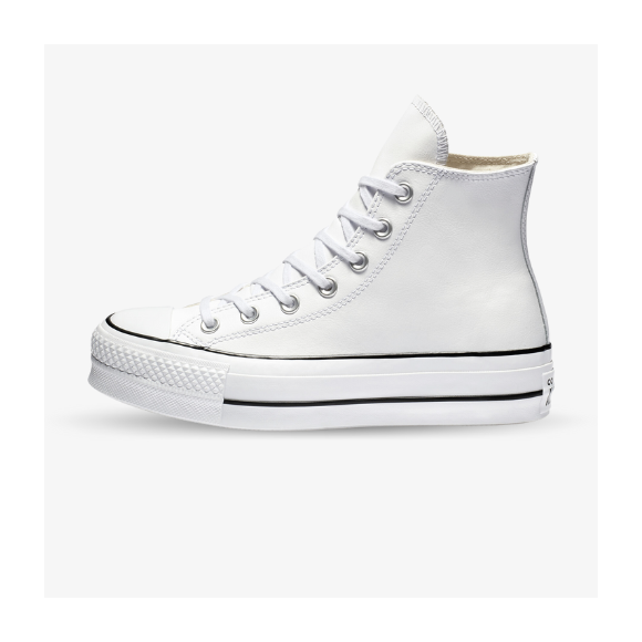 Converse All Star Altas de cuero con plataforma blancas