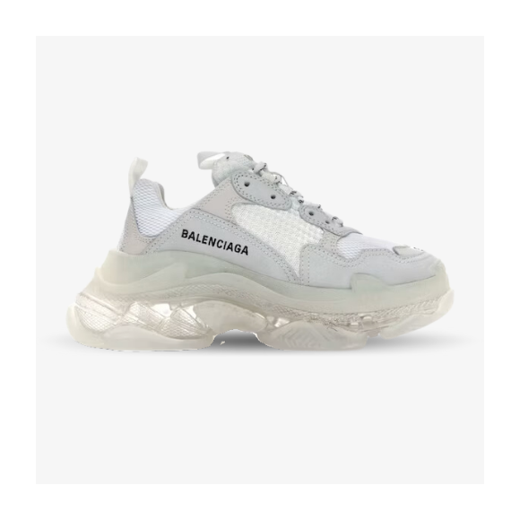 Balenciaga Triple S Blancas y Grises Suela Transparente