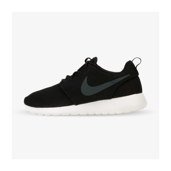 Nike Roshe Run negras logo gris