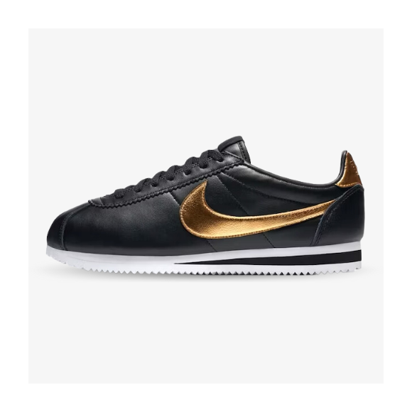 Nike Cortez Negras Metálicas Doradas