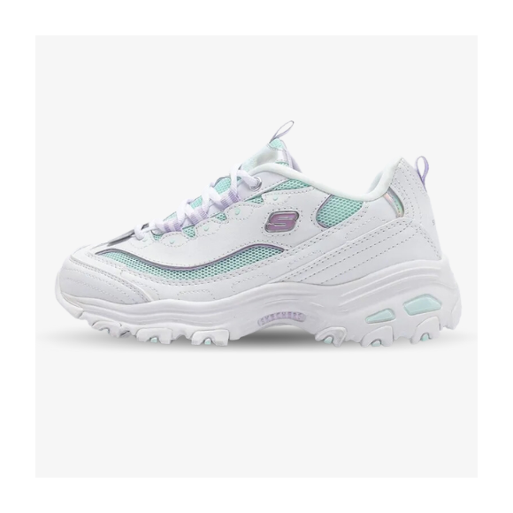 Skechers D'Lites Blancas Verdes y Lilas